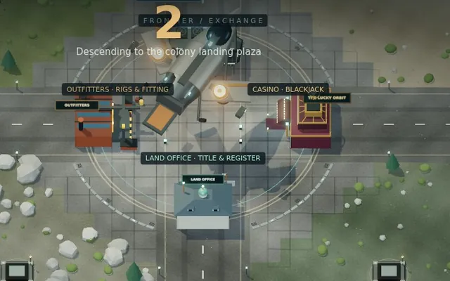 The dropship descending over the colony plaza, the countdown reading two
