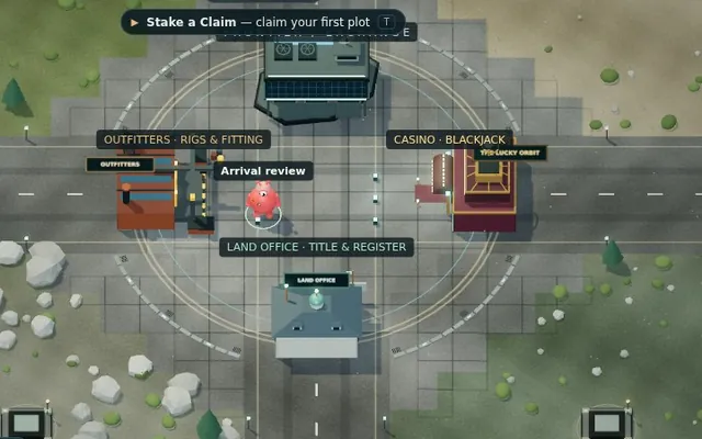 The empty plaza after the dropship has left, a colonist standing in the ring, the match clock running